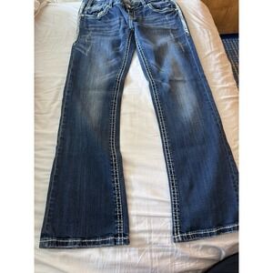 Rock & Roll Cowgirl Jeans 30x32 Blue Low Rise Bootcut Embroidered BLING EUC A28